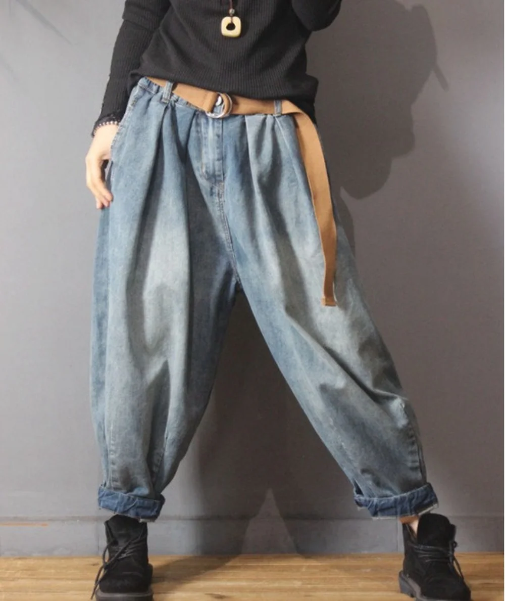 2022 Ladies Denim Drop Crotch Jeans Pants Retro Lantern Loose Elastic Waist Trousers Womens New 2022
2022 Ladies Denim Drop Crotch Jeans Pants Retro Lantern Loose Elastic Waist Trousers Womens New 2022