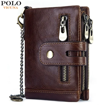 VICUNA POLO 100% Genuine Leather Men Wallet Coin Purse Small Mini Card Holder Chain PORTFOLIO Portomonee Male Walet Pocket Women 
VICUNA POLO 100% Genuine Leather Men Wallet Coin Purse Small Mini Card Holder Chain PORTFOLIO Portomonee Male Walet Pocket Women