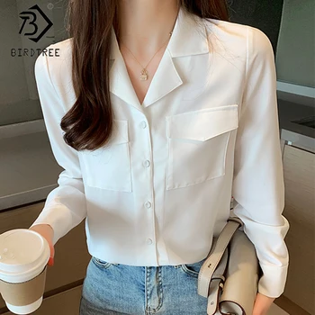 Women Shirts 2020 Spring Autumn Notched Full Sleeve Single-breasted Pockets Chiffon Blouses Korean Style Tops T05009K
Women Shirts 2020 Spring Autumn Notched Full Sleeve Single-breasted Pockets Chiffon Blouses Korean Style Tops T05009K