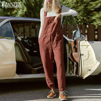 Vintage Linen Overall For Woman Jumpsuits ZANZEA 2020 Casual Drawstring Rompers Female Strap Playsuits Plus Size Woman Pantalon 
Vintage Linen Overall For Woman Jumpsuits ZANZEA 2020 Casual Drawstring Rompers Female Strap Playsuits Plus Size Woman Pantalon