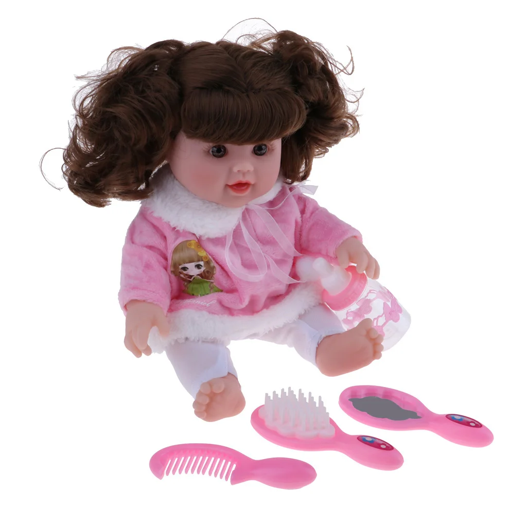 30cm Speaking Newborn Girl Doll w/ Backpack Nursing Bottle Mirror Kids Gift Pink 30cm Speaking Newborn Girl Doll w/ Backpack Nursing Bottle Mirror Kids Gift Pink