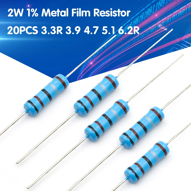 20pcs 2W 1% Metal Film Resistor 3.3R 3.9R 4.7R 5.1R 6.2R 3.3 3.9 4.7 5.1 6.2 ohm
20pcs 2W 1% Metal Film Resistor 3.3R 3.9R 4.7R 5.1R 6.2R 3.3 3.9 4.7 5.1 6.2 ohm
