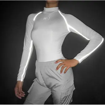 Newly Women Bodysuits Long Sleeve Top Ladies Reflective High Collar Striped Slim Basic Bodysuit Tight Romper Leotard
Newly Women Bodysuits Long Sleeve Top Ladies Reflective High Collar Striped Slim Basic Bodysuit Tight Romper Leotard