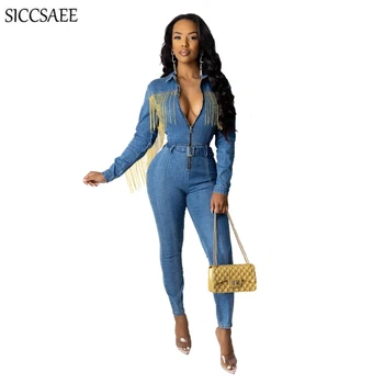 Zipper Front Denim Bandage Bodycon Bodysuit Tassels Jeans Rompers Womens Jumpsuit With Sashes Sexy Casual Overalls Mono Mujer
Zipper Front Denim Bandage Bodycon Bodysuit Tassels Jeans Rompers Womens Jumpsuit With Sashes Sexy Casual Overalls Mono Mujer