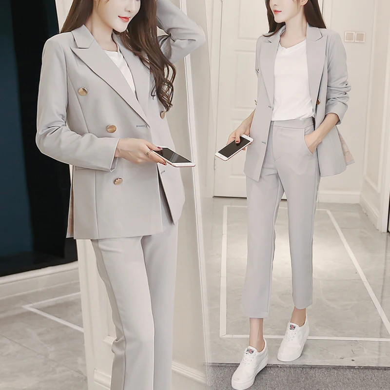 Women's suit autumn and winter new Korean double-breasted temperament was thin suit nine points pants fashion two-piece suit
Women's suit autumn and winter new Korean double-breasted temperament was thin suit nine points pants fashion two-piece suit