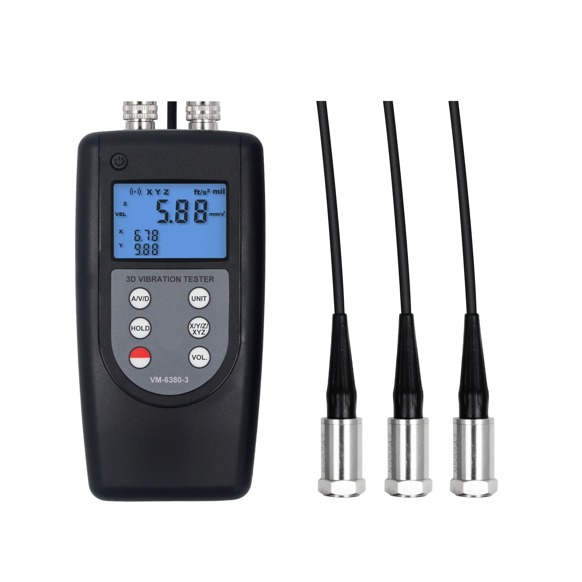 3D Vibration Tester 3 Channels VM-6380-3 Digital Vibrometer 0.01-400mm/s True RMS
3D Vibration Tester 3 Channels VM-6380-3 Digital Vibrometer 0.01-400mm/s True RMS