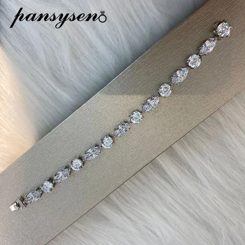 PANSYSEN Luxury Solid 925 Sterling Silver Created Moissanite Diamond Bracelets for Women Wedding Silver Bracelet Fine Jewelry 
PANSYSEN Luxury Solid 925 Sterling Silver Created Moissanite Diamond Bracelets for Women Wedding Silver Bracelet Fine Jewelry
