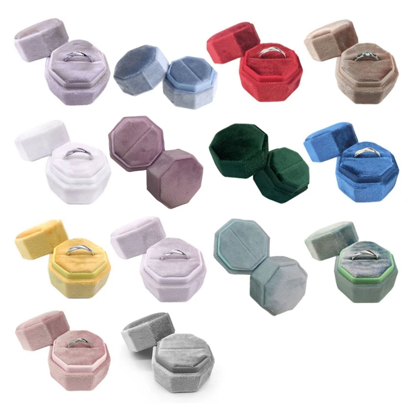 Velvet Single Ring Box Octagon Wedding Ceremony Ring Box with Detachable Lid B95F
Velvet Single Ring Box Octagon Wedding Ceremony Ring Box with Detachable Lid B95F