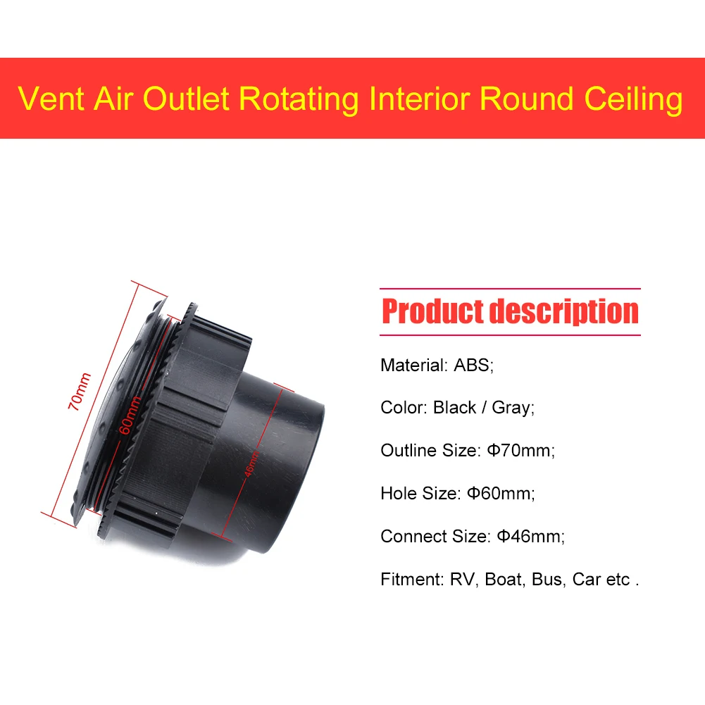 irene inevent 60mm Car RV ATV A//C Air Conditioning Vent air Vent Outlet Rotating Outlet Tab Clip Rotating Interior Round Ceiling