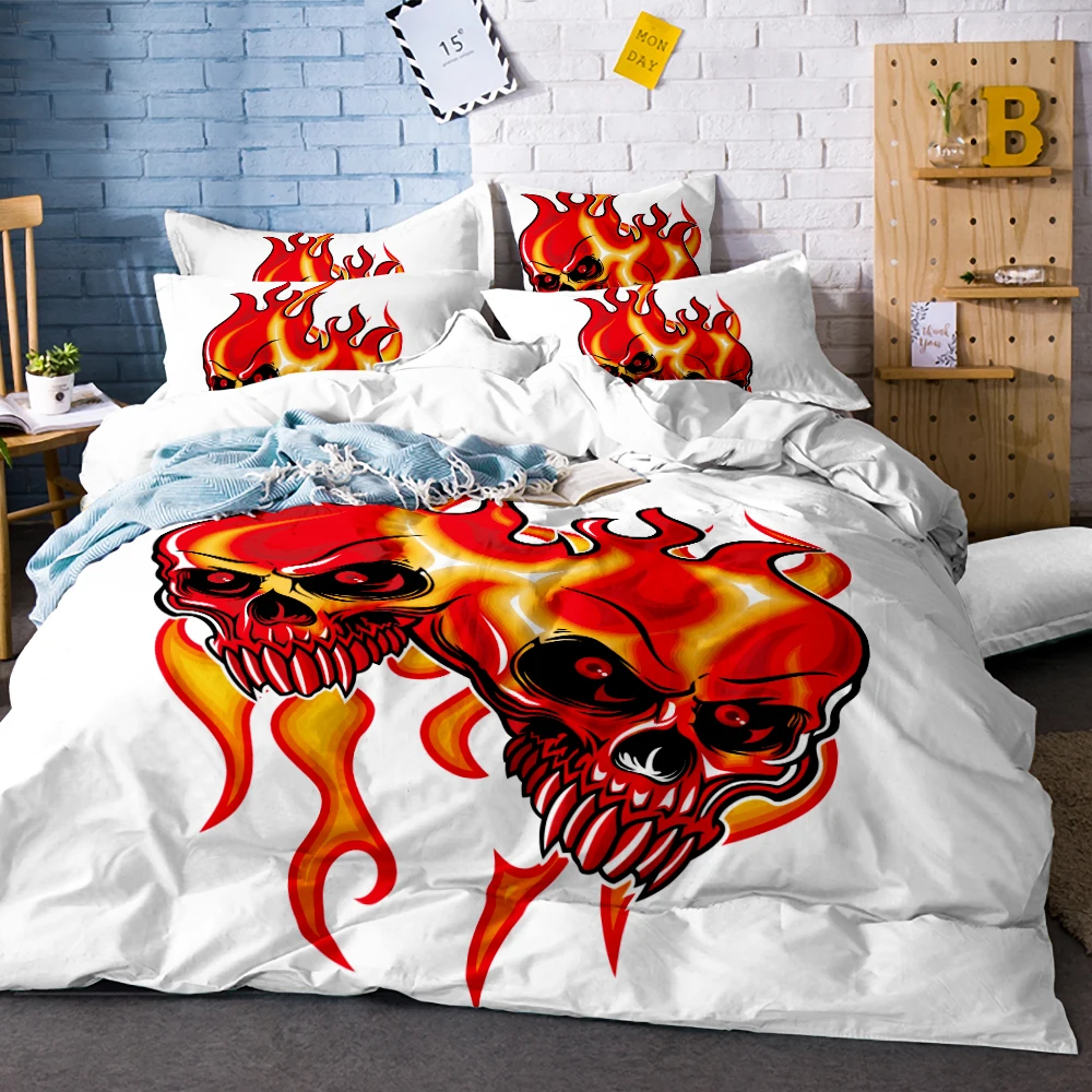 Angry Skull Bedding Set Lifelike Flame Bed Linen Set Sugar Skull Luxury Duvet Cover Set Twin Full Queen King Size Bedclothes
Angry Skull Bedding Set Lifelike Flame Bed Linen Set Sugar Skull Luxury Duvet Cover Set Twin Full Queen King Size Bedclothes