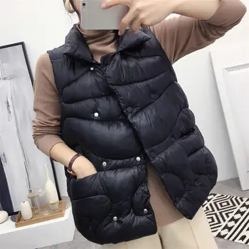 Winter Down Cotton Vest Jacket Women Loose Sleeveless Warm Thicken Vest Female Coat Loose Waistcoat Women Vest Outerwear Q1843 
Winter Down Cotton Vest Jacket Women Loose Sleeveless Warm Thicken Vest Female Coat Loose Waistcoat Women Vest Outerwear Q1843