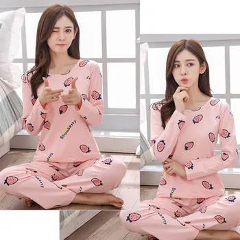 DANALA 2019 Winter New Women's Cute Strawberry Print Pajamas Set Long sleeve Tops and Cotton Pants Sleepwear Ladies Sleep Sets
DANALA 2019 Winter New Women's Cute Strawberry Print Pajamas Set Long sleeve Tops and Cotton Pants Sleepwear Ladies Sleep Sets