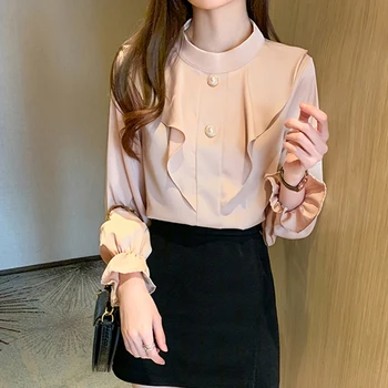 COIGARSAM Ruffles blouse women New Spring Stand Neck blusas womens tops and blouses White Pink Apricot Pea-green 5821
COIGARSAM Ruffles blouse women New Spring Stand Neck blusas womens tops and blouses White Pink Apricot Pea-green 5821