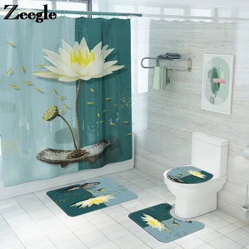 4PCS Bath Mat and Shower Curtain Mat Floral Bathroom Mat Set Microfiber Toilet Floor Mat Water Absorbent Bath Mat
4PCS Bath Mat and Shower Curtain Mat Floral Bathroom Mat Set Microfiber Toilet Floor Mat Water Absorbent Bath Mat