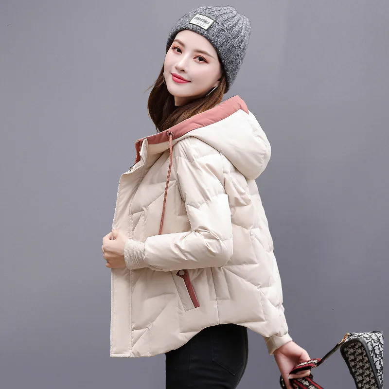 

Winter Women white leisure Down coats White Duck Down collar Hooded Jackets Long Sleeve Warm Parka Portable Outwear plus size