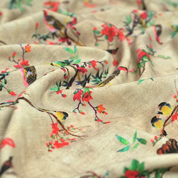 130CM Wide 35MM Birds Floral Print Brown Silk Linen Fabric for Summer Spring Jacket Dress Shirt Clothes J208
130CM Wide 35MM Birds Floral Print Brown Silk Linen Fabric for Summer Spring Jacket Dress Shirt Clothes J208