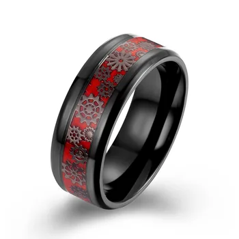 Delicate gear Red carbon fiber rings mens stainless steel Steampunk fashion black ring steel gifts for men accessories wholesale
Delicate gear Red carbon fiber rings mens stainless steel Steampunk fashion black ring steel gifts for men accessories wholesale