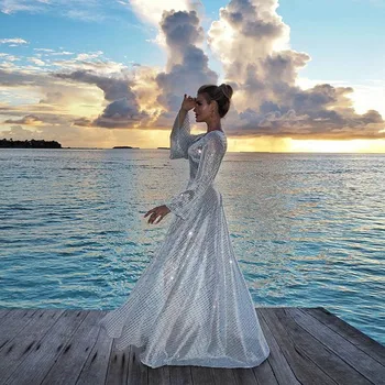 BacklakeGirls 2020 Sexy V Neck Long Sleeve Evening Dress Long Sukienka Wieczorowa Shiny Silver White Formal Dress Robe Soire
BacklakeGirls 2020 Sexy V Neck Long Sleeve Evening Dress Long Sukienka Wieczorowa Shiny Silver White Formal Dress Robe Soire