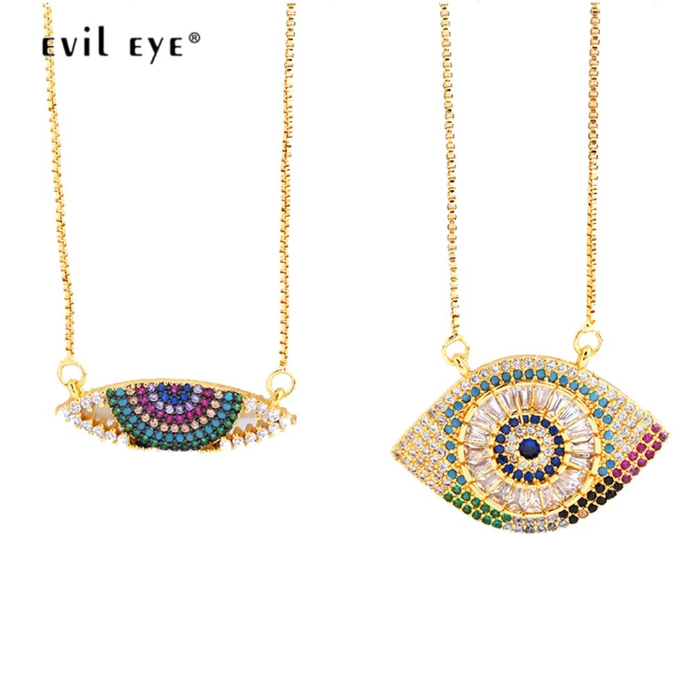 EVIL EYE Colorful Zircon Pendant Necklace Gold Color Chain Micro Pave Turkish Eye Charm Necklace Jewelry for Women Female LE186
EVIL EYE Colorful Zircon Pendant Necklace Gold Color Chain Micro Pave Turkish Eye Charm Necklace Jewelry for Women Female LE186
