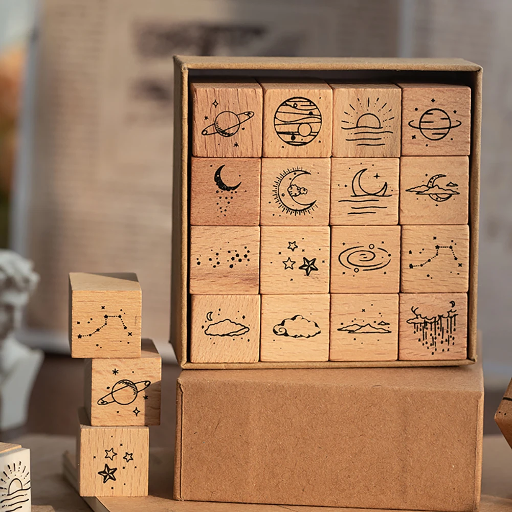 16pcs/ Vintage Planet Moon Cloud Decoration Stamp Wooden Rubber Stamps for Scrapbooking Stationery DIY Craft Standard Stamp
16pcs/ Vintage Planet Moon Cloud Decoration Stamp Wooden Rubber Stamps for Scrapbooking Stationery DIY Craft Standard Stamp