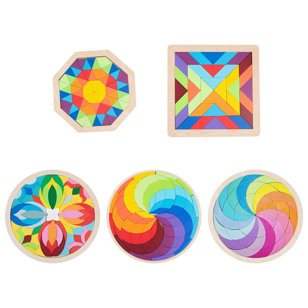 Colorful Wooden Tangram Blocks Set Classic Geometric Shape Puzzles Jigsaw | Игрушки и хобби
