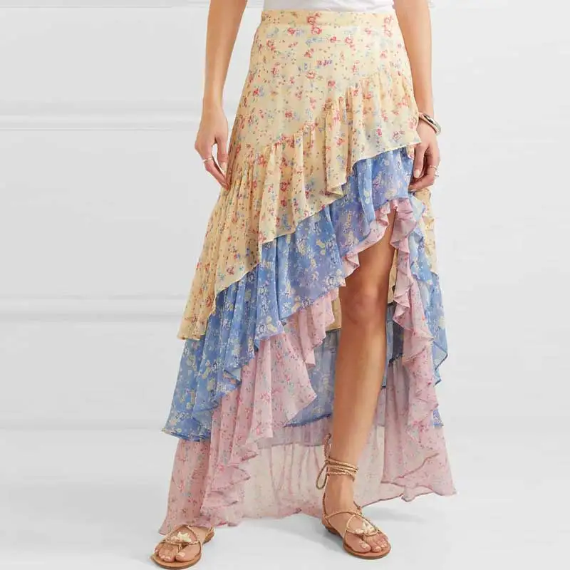 Бохо юбка бохо с цветочным принтом летняя богемный Вдохновленный стиль|Юбки| |