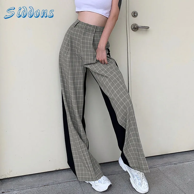 SIDDONS Pants Women Plaid Stitching Contrast Color Elastic High Waist Women Trousers Loose Suit Female Pants Straight-Leg Pants
SIDDONS Pants Women Plaid Stitching Contrast Color Elastic High Waist Women Trousers Loose Suit Female Pants Straight-Leg Pants