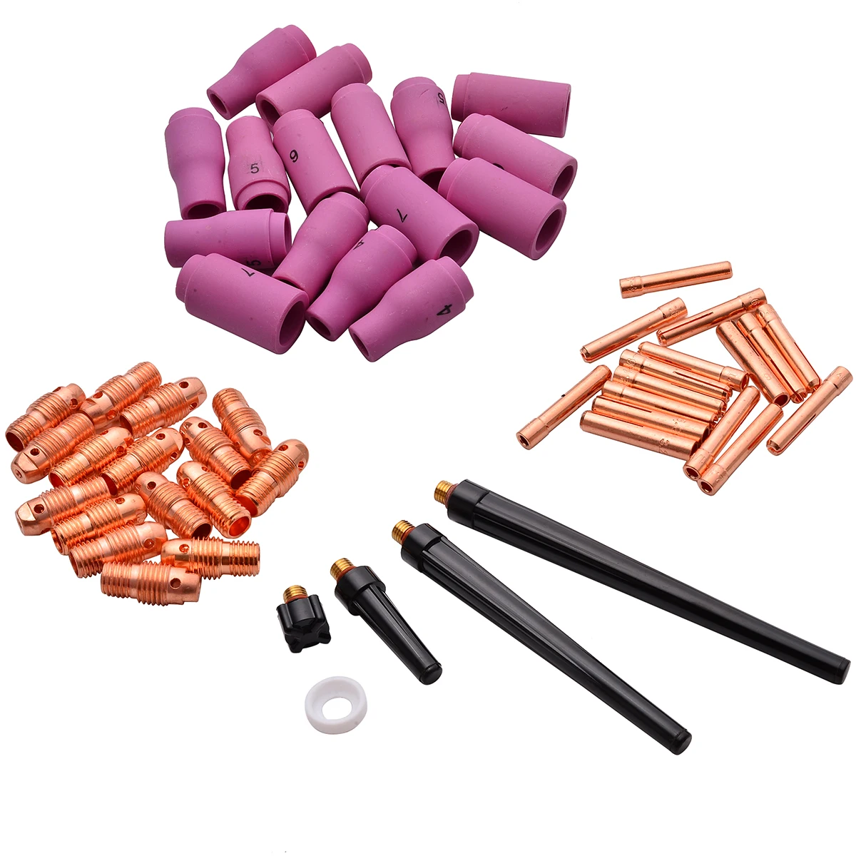 53pcs Durable Welding Torch Body Parts Gas Lens Nozzle Collet Cup Insulator Cup Gasket Kit For WP-9 20 25 Series
53pcs Durable Welding Torch Body Parts Gas Lens Nozzle Collet Cup Insulator Cup Gasket Kit For WP-9 20 25 Series