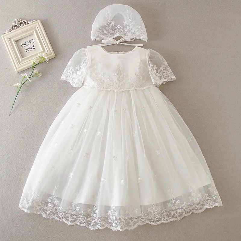 

New Baby Girls Christening Gown Birthday Dress Bonnet Set Heirloom Girls Baptism and Blessing Gowns Lace Blessing Gowns Girl