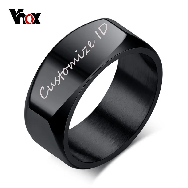 Stainless Steel Classic Dual Chain Mens Biker Ring 8MMFREE ENGRAVING