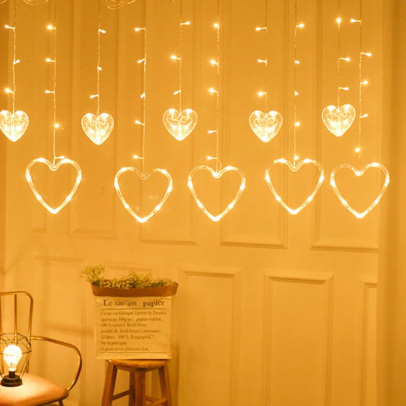 Romantic Fairy String Light Heart Shape 8 Modes 2.5M Wedding Neon Lantern Curtain Lamp Super Bright Lamp String Festival Lights
Romantic Fairy String Light Heart Shape 8 Modes 2.5M Wedding Neon Lantern Curtain Lamp Super Bright Lamp String Festival Lights