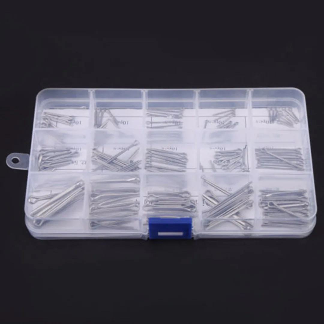 150PCS Stainless Steel Cotter Pin 15 Kinds Split Link Cotter Pins Hardware Assortment with Case