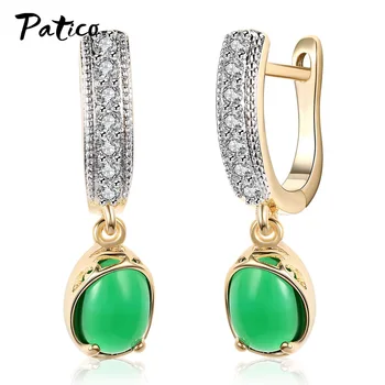 

New Statement Drop Earrings 925 Sterling Silver Crystal Red Green Opal Stone Piercing Ear Accessory Wedding Beautiful Jewelry