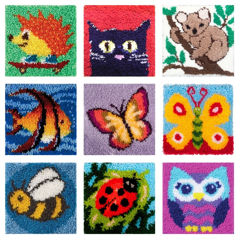 

cartoon Animals carpet embroidery cross-stitch pillow tapestry kits do it yourself latch hook pillow Cushion Cover pillow diy
