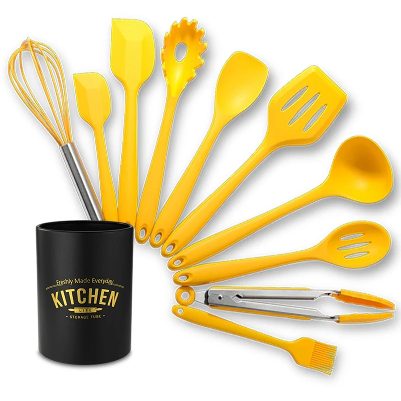 10PC Yellow Silicone Kitchenware Cooking Utensils Set Heat Resistant Kitchen Non-Stick Cooking Utensils With Storage Box
10PC Yellow Silicone Kitchenware Cooking Utensils Set Heat Resistant Kitchen Non-Stick Cooking Utensils With Storage Box