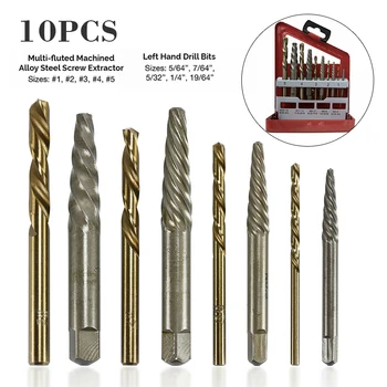 10Pcs/Set Screw Extractor & Cobalt Left Hand Drill Bit Set Tool Metal Storage Box Case Wear Resistant High Hardness Alloy Steel
10Pcs/Set Screw Extractor & Cobalt Left Hand Drill Bit Set Tool Metal Storage Box Case Wear Resistant High Hardness Alloy Steel