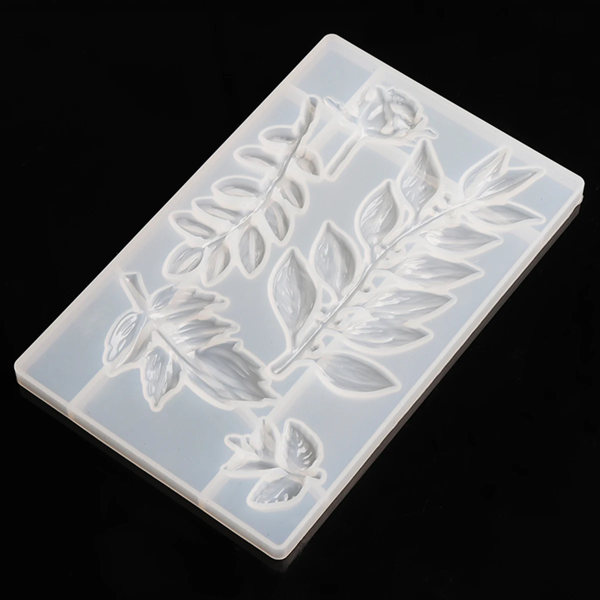 leaves pattern crystal epoxy resin mold flexible 194*122mm for