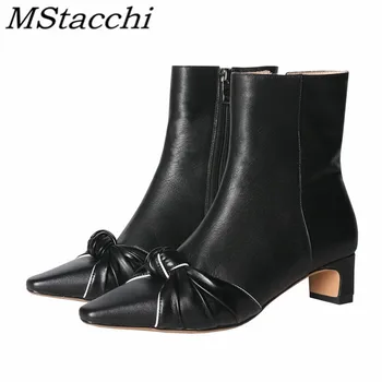 Mstacchi Bow Pointed Side Zipper Ladies Short Boots Solid Color Genuine Leather Soft Comfortable Sweet Women Shoes Bottes Femme
Mstacchi Bow Pointed Side Zipper Ladies Short Boots Solid Color Genuine Leather Soft Comfortable Sweet Women Shoes Bottes Femme