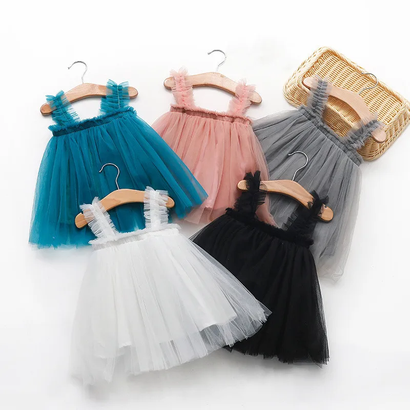 

DE PEACH Summer Spring Infant Baby Girls Sling Dress Princess Cute Lace Tulle Tutu Dresses Toddler Girl Clothes For 1-5Years