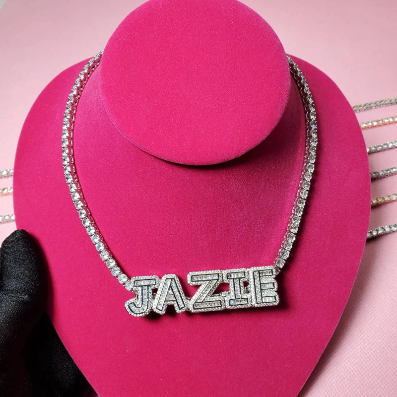 Customized Name Necklace with Zircon Tennis Chain Iced Out Letters with Tennis Chain Choker Necklace for Women
Customized Name Necklace with Zircon Tennis Chain Iced Out Letters with Tennis Chain Choker Necklace for Women