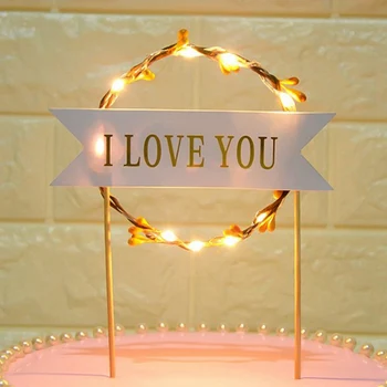 LED Glowing Flower Wreath Cake Topper Happy Birthday Sweet Love Cake Decor For Birthday Party Valentine's Day Gold Leaves 
LED Glowing Flower Wreath Cake Topper Happy Birthday Sweet Love Cake Decor For Birthday Party Valentine's Day Gold Leaves