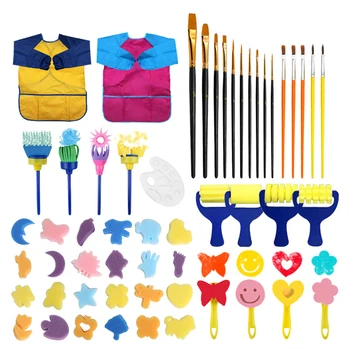 54pcs Kids Painting Sponge Brush Set Washable Art Crafts Brush DIY Painting Tool with Waterproof Aprons Toddlers Early Learning 
54pcs Kids Painting Sponge Brush Set Washable Art Crafts Brush DIY Painting Tool with Waterproof Aprons Toddlers Early Learning