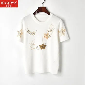 Short sleeve women 2020 spring and autumn button binding bead warm knitting loose white large edition top women's fashion
Short sleeve women 2020 spring and autumn button binding bead warm knitting loose white large edition top women's fashion
