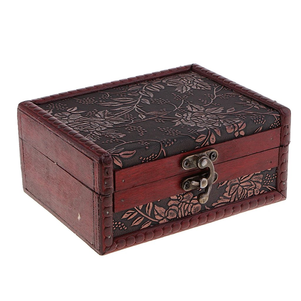 Antique Wooden Lock Jewelry Holder Storage Necklace Bracelet Gift Box Case Antique Wooden Lock Jewelry Holder Storage Necklace Bracelet Gift Box Case