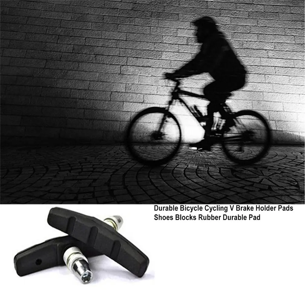 Durable Bicycle Cycling Bike V Brake Holder Pads Shoes Blocks Black rubber Durable pad for long-lasting performance