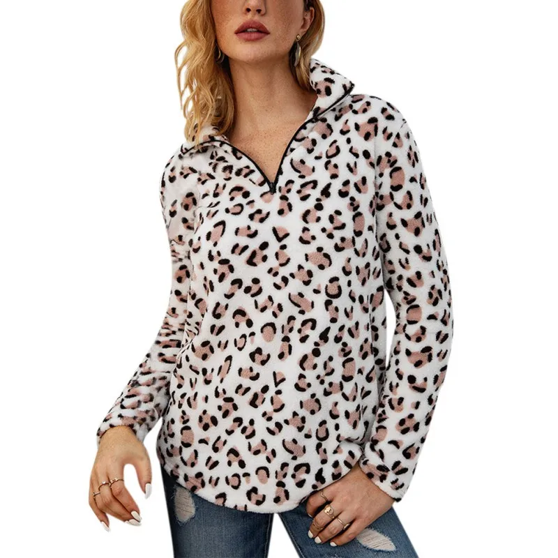 Women Autumn Winter Keep Warm Sweatshirt Plush Zipper Leopard Print Sweatshirt Lapel Long Sleeve Casual Loose Tops 3 Colors
Women Autumn Winter Keep Warm Sweatshirt Plush Zipper Leopard Print Sweatshirt Lapel Long Sleeve Casual Loose Tops 3 Colors