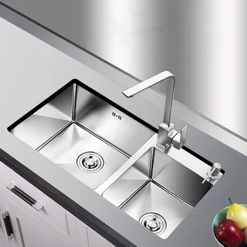 4mm Thickness Stainless Steel Hand Sink Double-Slot Kitchen Drop-in Kitchen Sink with Drains
4mm Thickness Stainless Steel Hand Sink Double-Slot Kitchen Drop-in Kitchen Sink with Drains
