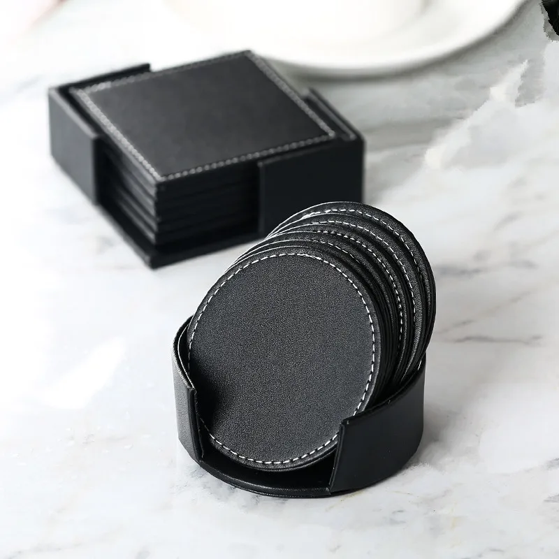6pcs Set PU Leather Coaster Cup Mat Black Round Square Pad With Storage Box Heat Resistant Waterproof Coaster Home Decoration
6pcs Set PU Leather Coaster Cup Mat Black Round Square Pad With Storage Box Heat Resistant Waterproof Coaster Home Decoration