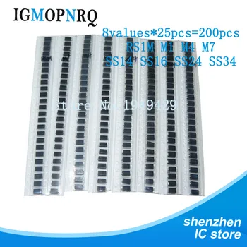 200PCS 8values M1 M4 M7 SS14 SS16 SS24 SS34 RS1M electronic components assorted diode set package 1N4001 1N4007 1N5819 DO-214AC
200PCS 8values M1 M4 M7 SS14 SS16 SS24 SS34 RS1M electronic components assorted diode set package 1N4001 1N4007 1N5819 DO-214AC