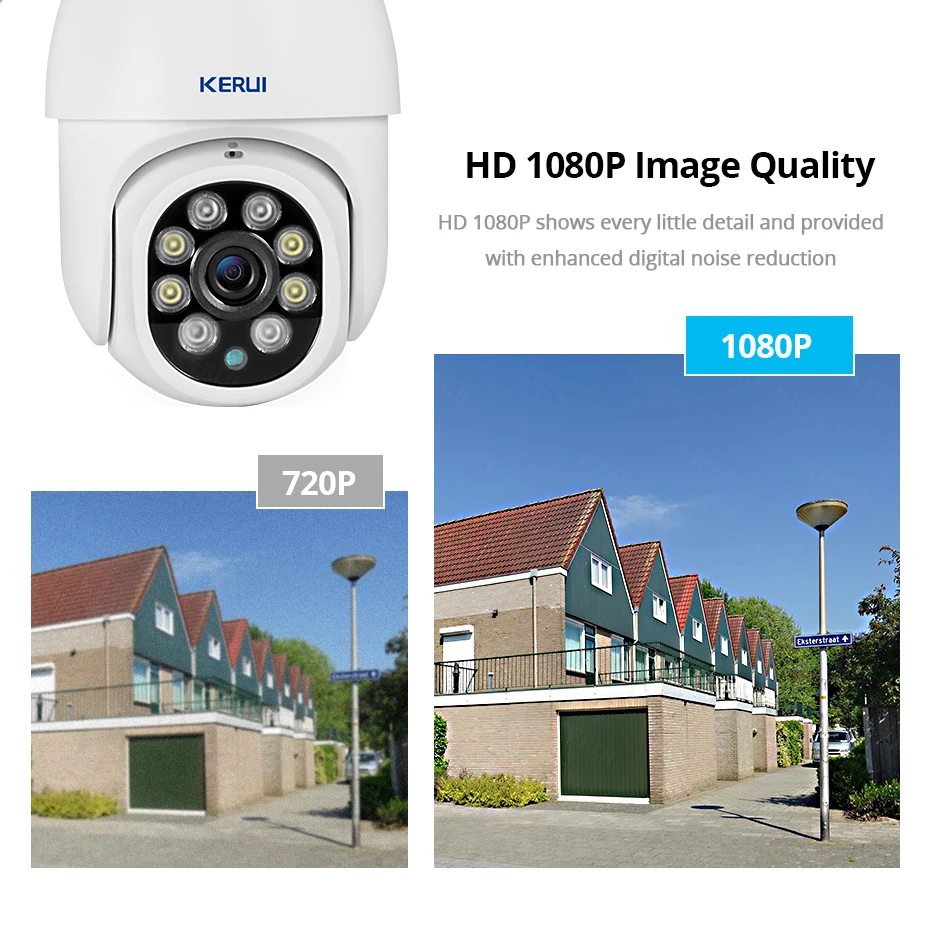 KERUI Yoosee 1080P PTZ Wifi IP камера наружная 4X цифровой зум AI обнаруживает беспроводную
